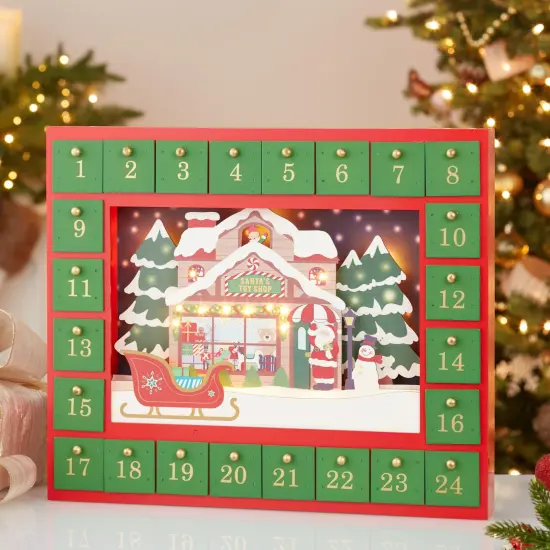 Kurt Adler 14.3-Inch Battery-Operated Santa Toy Shop Advent Calendar {6}
