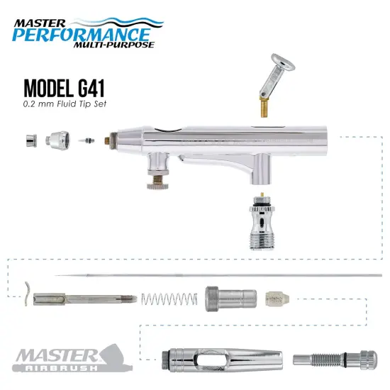 Master Performance G41 Multi-Purpose Precision Dual-Action Gravity Feed Airbrush, 0.2 mm Tip, 1/32 oz Cup, Air Control {3}