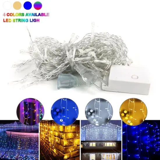 Kitcheniva Hanging Icicle And Christmas Curtain Lights Blue {7}