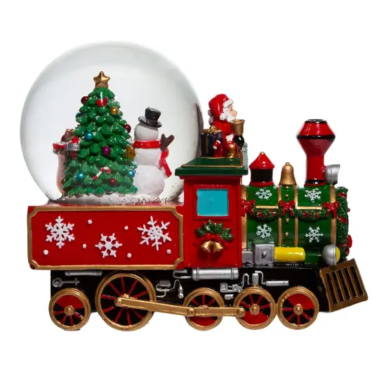 Kurt Adler 120MM Musical Santa Driving Train Water Globe {3}