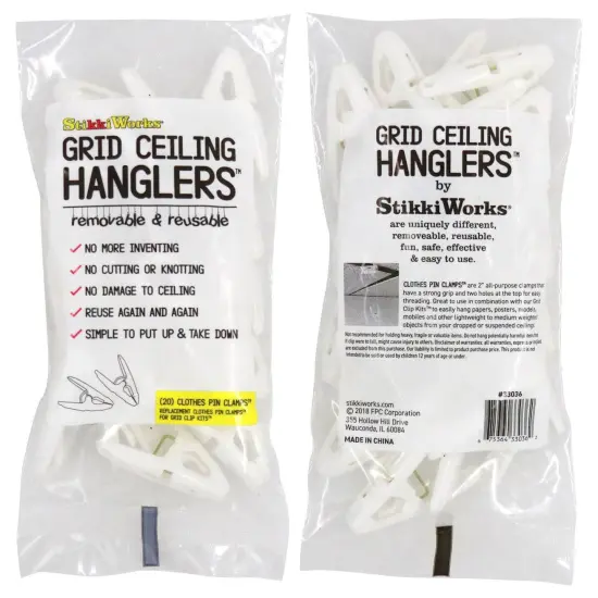 Grid Ceiling Hanglers&trade; Clothes Pin Clamps&trade;, Pack of 20 {1}