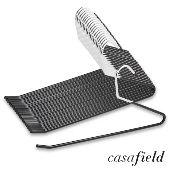 Casafield - 20 Open-Ended Pants Hangers - Easy Slide - Slim, Space Saving Design with Non-Slip Rubber Coating for Trousers, Slacks, Jeans, Skirts {2}