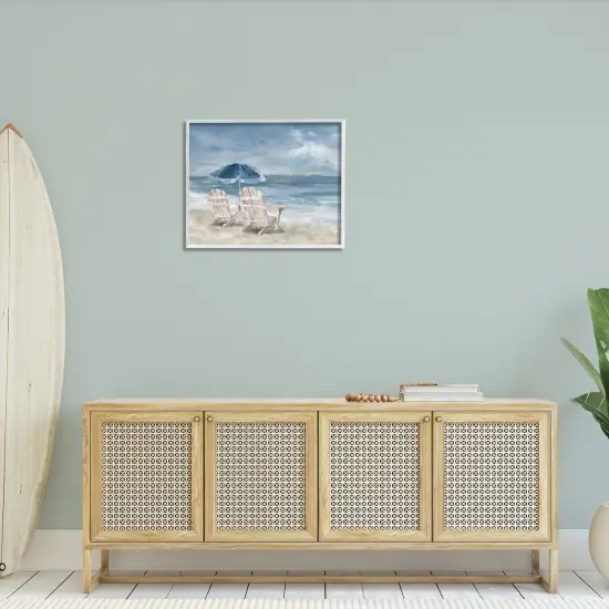 Stupell Industries Serene Beach Chairs Framed Giclee Art White Frame {2}