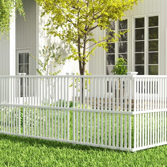 Costway 2/4 Air Conditioner Fence Panels with Metal Ground Stakes No Dig Trash Can Enclosure {2}