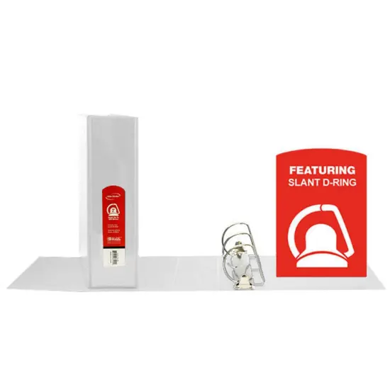 Slant D Ring View Binder with 2 Pockets, 2", White {1}