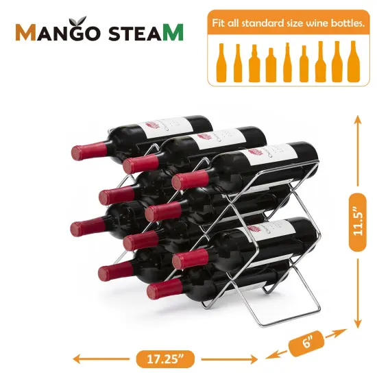 Mango Steam Modern Hexagon 10-Bottle Metal Wine Rack Silver {5}