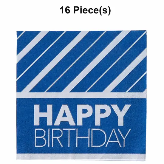 Happy Birthday Party Blue & Silver Luncheon Napkins - 16 Ct. {1}