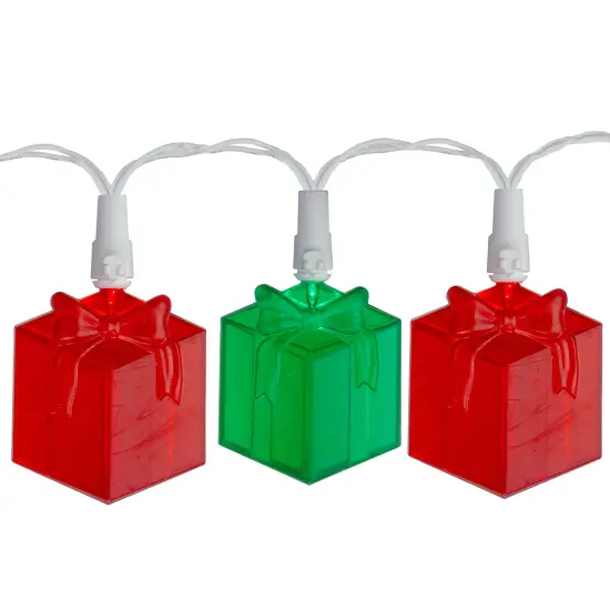 Sienna LED Gift Box Christmas Lights - Red and Green - 9.5' White Wire - Clear Lights - 20ct {1}