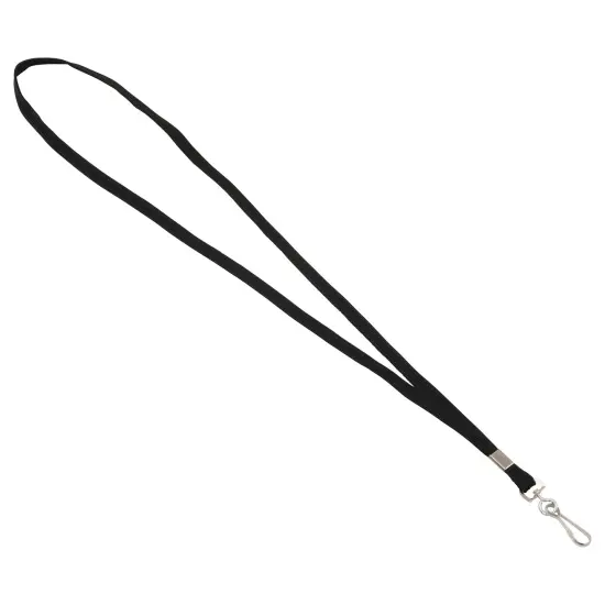 Deluxe Lanyard with J-Hook, Black, Box of 100 {1}