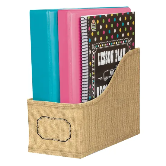 Burlap Design Book Bin {1}