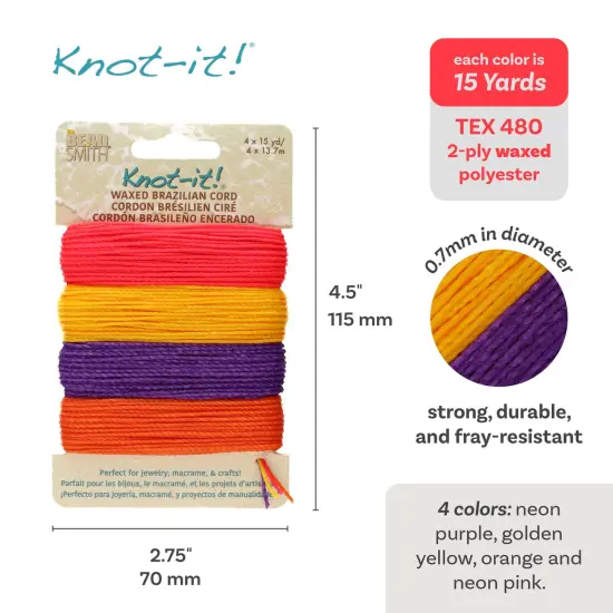 The Beadsmith Brazillian Waxed Cord Mix Summer Sunset {4}