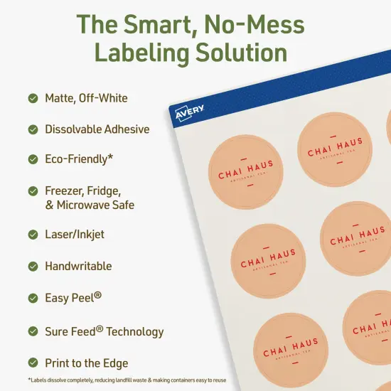 Avery Dissolvable Labels, 1.5" Diameter Round {2}