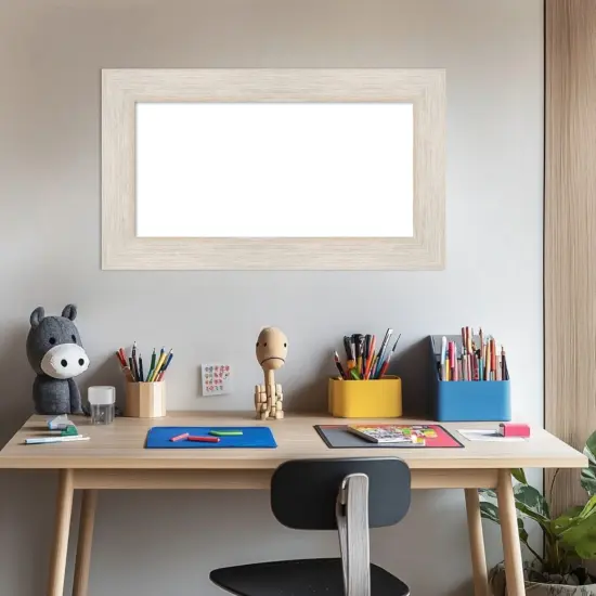 Hardwood Framed Dry Erase Magnetic Board White Wash {6}