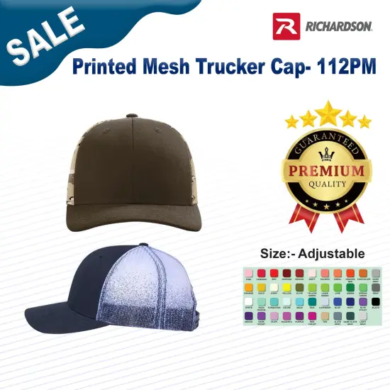 Richardson&reg; Printed Mesh Trucker Cap Navy/N to White Fade {3}