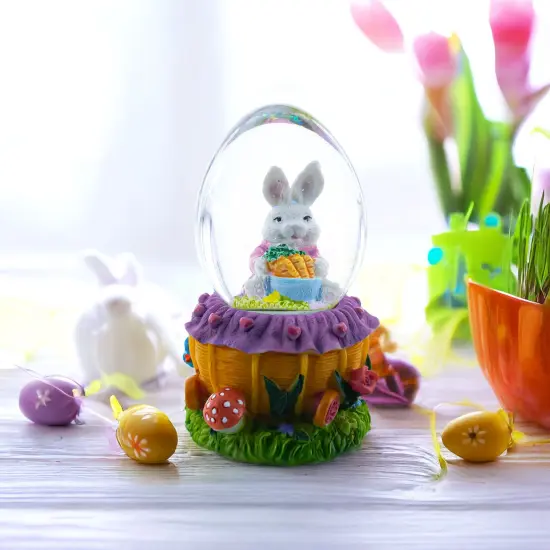 Bunny and Carrots Basket Water Globe {3}
