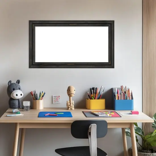 Rustic Pine Narrow Framed Dry Erase Magnetic Board Black {5}