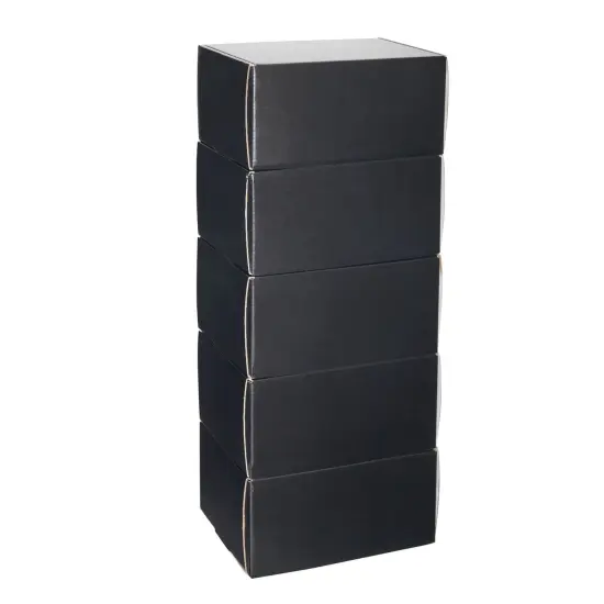 25 Pack Corrugated Packaging Boxes for Shipping, Cardboard Mailers for Small Business, Boutiques, Mailing Gifts, Gift Boxes for Wedding Reception, Bridal Shower (Black, 8x6x4 in) {5}