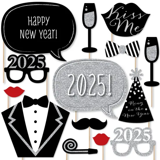 Big Dot of Happiness New Years Eve Party - Silver - 2025 New Year Party Photo Booth Props Kit - Party Decorations - 20 Count {1}