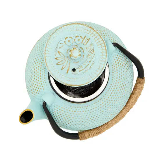 Cast Iron Teapot with Infuser - Japanese Tea Kettle, Loose Leaf Tetsubin with Handle and Trivet (Green, 3 Pcs, 18 oz,500 ml) {6}