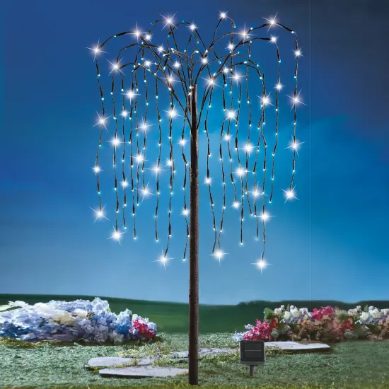 Collections Etc Collections Etc. LED Solar Willow Tree, Outdoor Solar Tree with Colorful Solar-Powered Lights with Adjustable Branches {1}