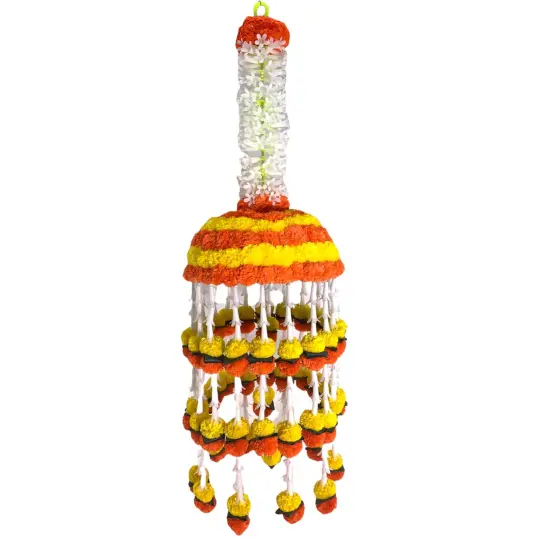 Marigold Strings and Jhoomar Decor with Strings, Mehndi Decoration, Wedding Garland, Flowers Decorations, Diwali Backdrop, Puja Garlands, Chandelier {1}