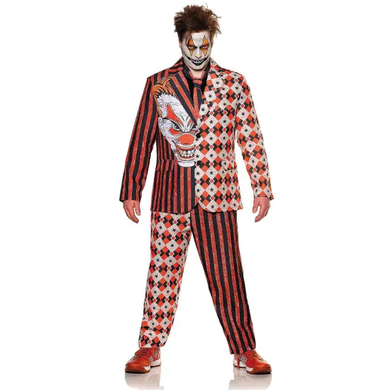 Torment Clown Costume Creepy Three Piece Suit With Pants Jacket And Tie {1}