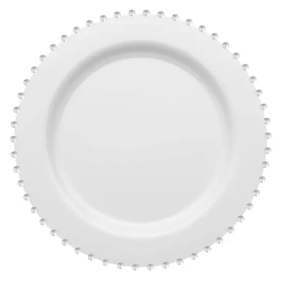 White with Silver Pearl String Round Disposable Plastic Salad Plates - 7" (120 Plates) {2}