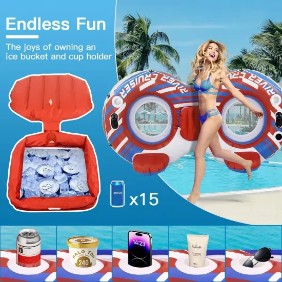 Vibrant Red Inflatable Pool and River Float for Swimming pool bed float {3}