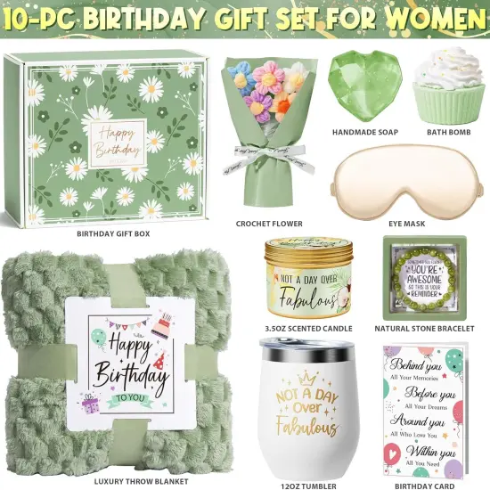 Birthday Gifts for Women Friendship, Unique Happy Birthday Gifts Basket for Mom Her Best Friend Sister Wife Girlfriend Coworker, Luxury Self Care Box Vanilla Coconut Relaxing Spa Gifts Set w/ Blanket {2}