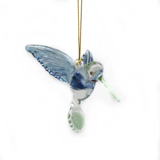Egyptian Glass Hummingbird Ornament - Blue with Green Beak {2}