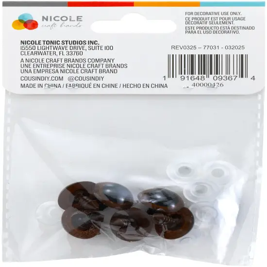 CousinDIY Shank Back Animal Eyes 12mm 6/Pkg {3}