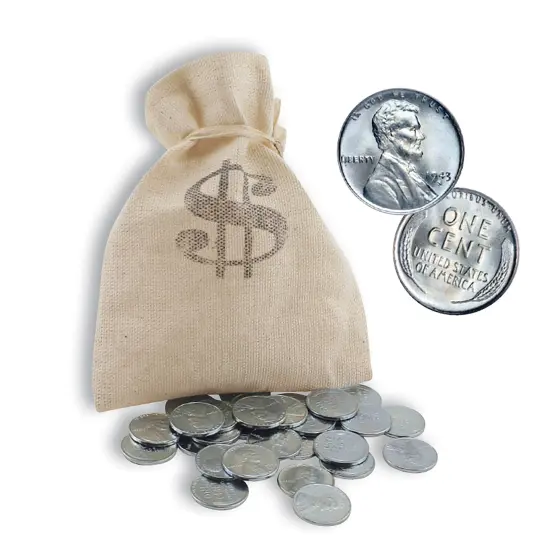 Collections Etc Classic Bankers Bag of Old Lincoln Steel Cents {1}