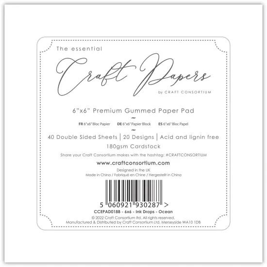 Craft Consortium Double-Sided Paper Pad 6"X6" 40/Pkg-Ink Drops - Ocean, 20 Designs {3}