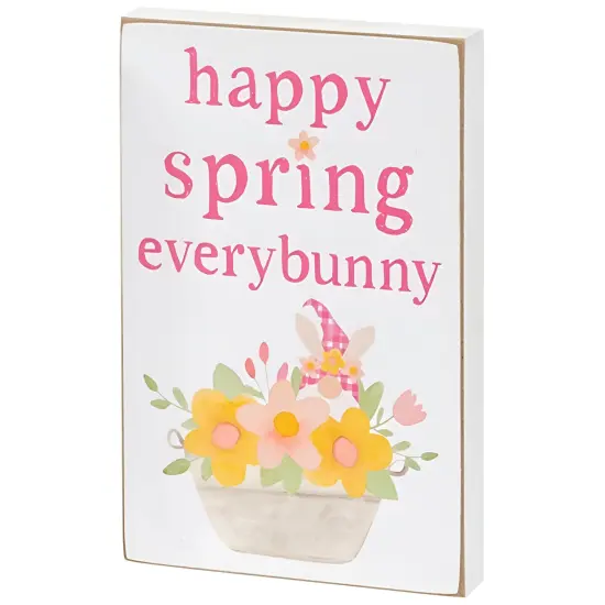 Happy Spring Floral Gnome Blocks Decorative Wooden Spring & Easter Blocks Asstd. 2 {4}