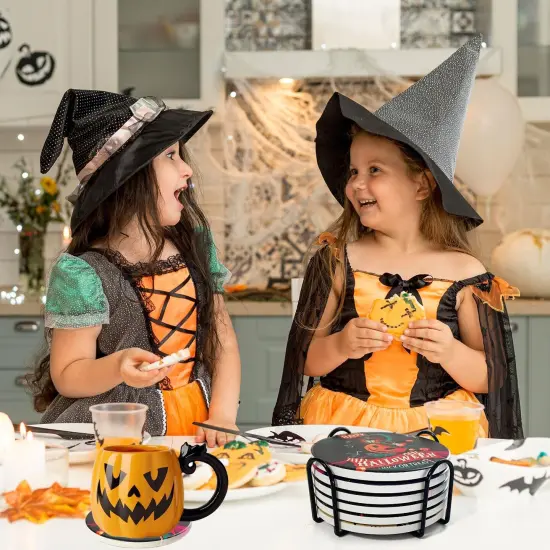 Set of 6 With Holder, Halloween Drink Coasters {4}