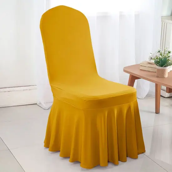 Spandex Banquet Skirt Chair Cover Gold Stretch Elegant Wedding Event Decor {5}