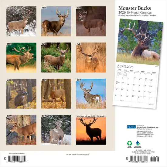 Monster Bucks | 2026 12 x 24 Inch (Hanging) Monthly Square Wall Calendar | Foil Stamped Cover {2}