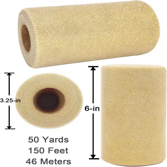 Glitter Gold Tulle Fabric Rolls {3}