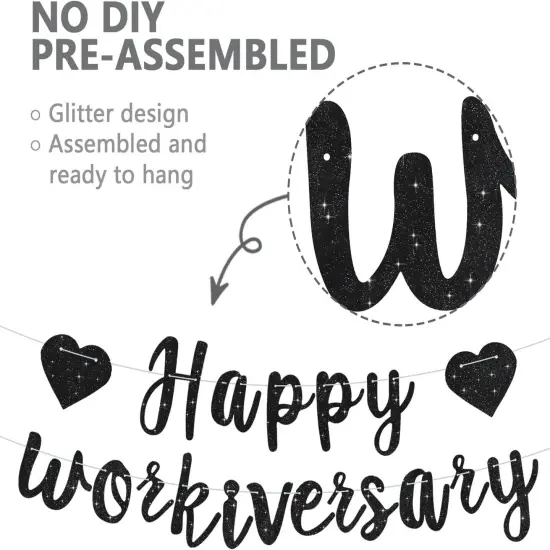 Black Glitter Happy Workiversary Banner - NO DIY {2}