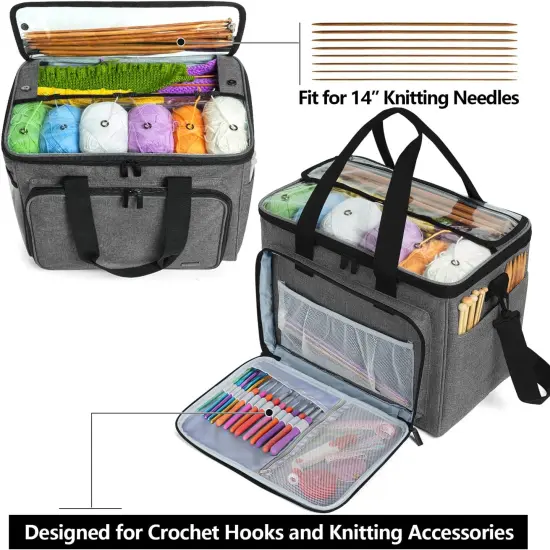 Knitting Bag - Yarn Tote Organizer with Inner Divider {3}
