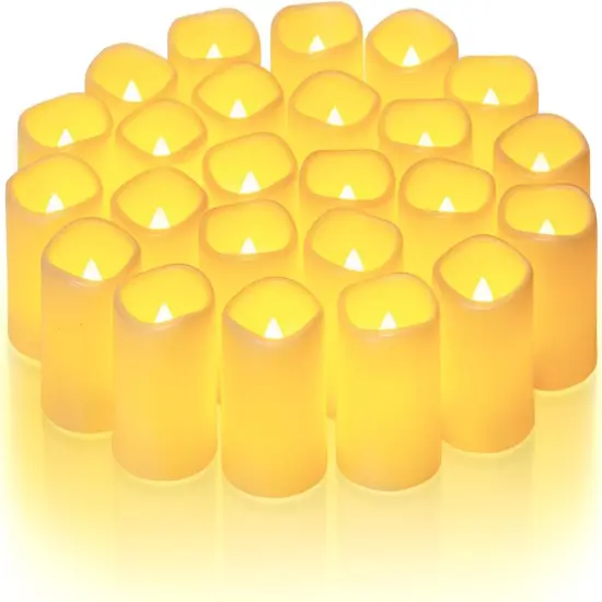 24 Pack Flickering Flameless Votive Candles (Warm White) {1}