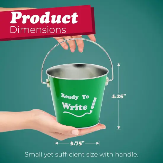 4E's Novelty Sharp and Dull Pencil Buckets - Set of 2 Metal Tin Pails, Back to School Teachers Classroom Management Organization Supplies {2}