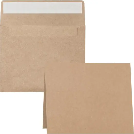 Blank Cards and Envelopes 4x6, 50 Pack Brown Blank Folded Greeting Cards and Envelopes Set with A4 Greeting Card Envelopes for DIY Greeting Cards, Thank You Cards, Invitations in All Occasions {1}
