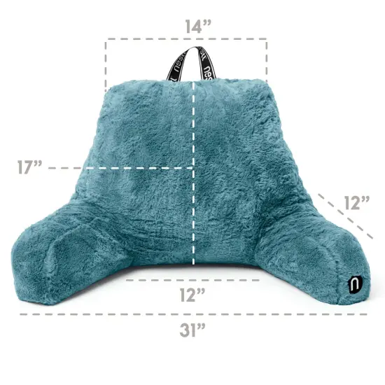 Nestl Fur Reading Pillow with Laptop Lap Desk Stone Blue {5}