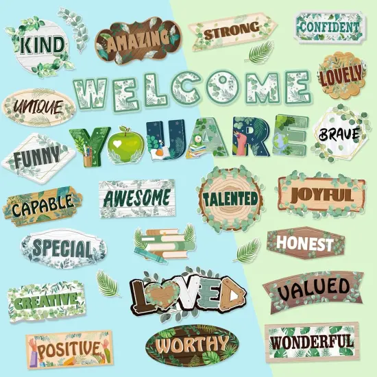 39pcs Eucalyptus Affirmation Station Bulletin Board Set {3}