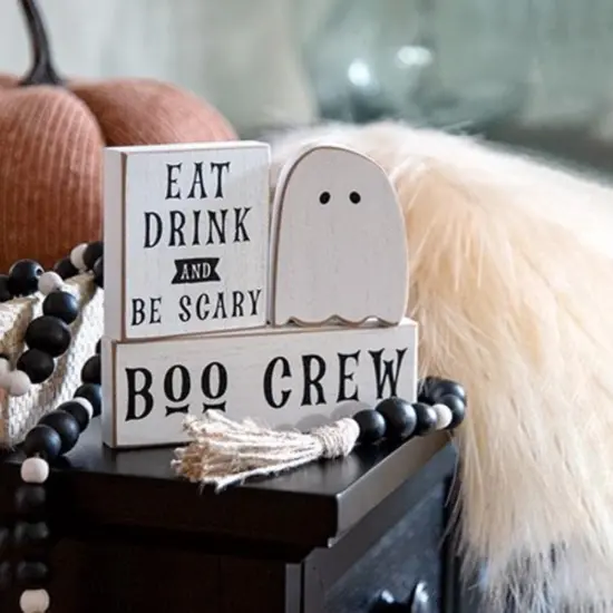 3/Set Spooky Boo Crew Wooden Blocks Halloween Decor for Riser Tray or Shelf {2}