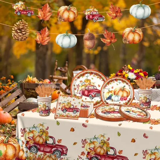 142Pcs Fall Party Plates and Napkins Party Supplies {3}