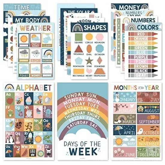 Hadley Designs Boho Educational Posters - 16 Poster Set {2}