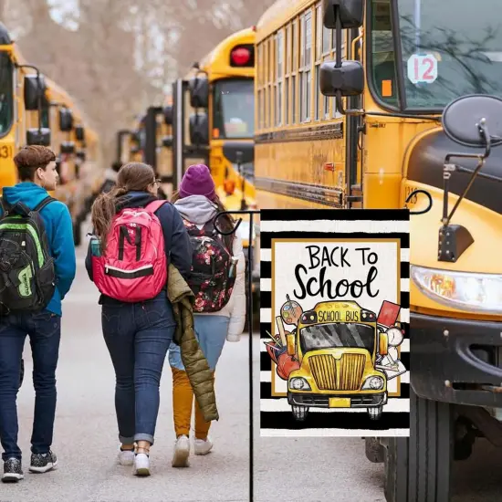 School Bus Back to School Garden Flag {3}