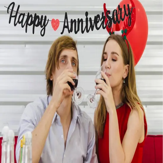 Black Happy Anniversary Banner {3}